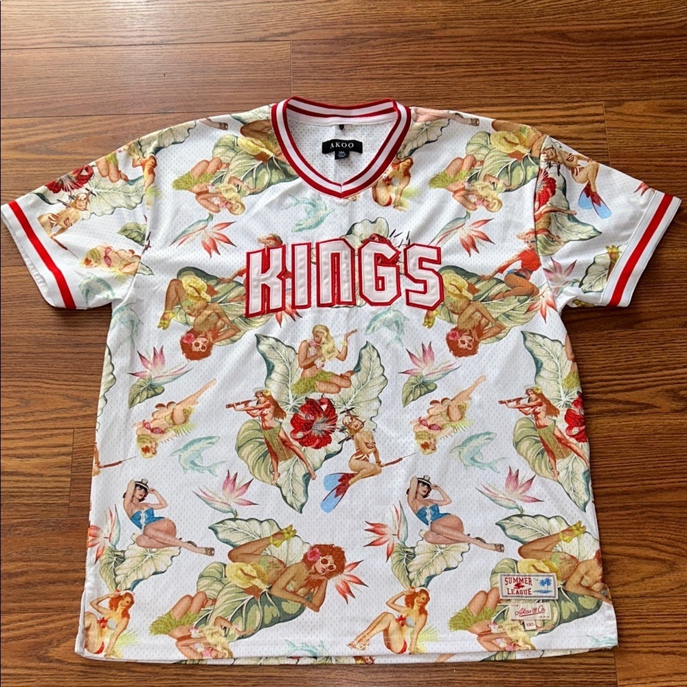Akoo & Co Jersey Kings Summer League Women's Pinup Bold All Over Print SZ‎ 3XL